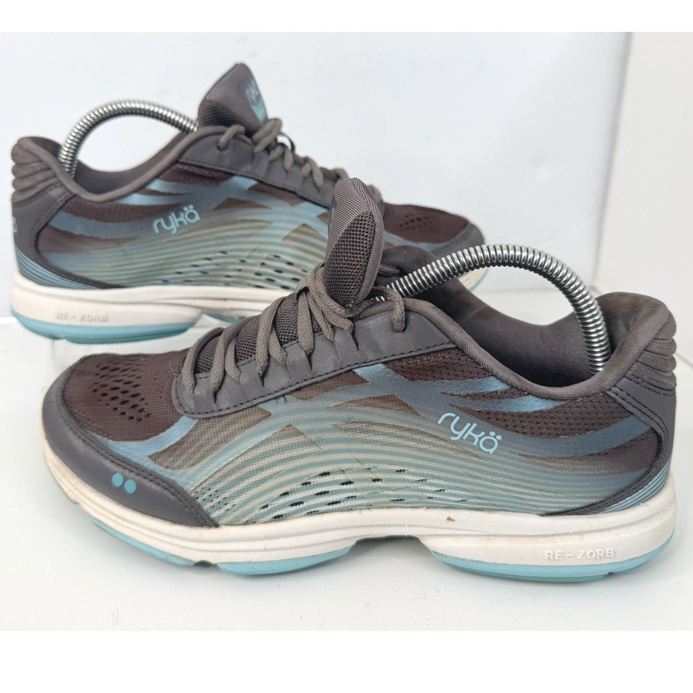Ryka Devotion Plus 3 Womens Walking Shoes Grey Blue Re-Zorb Sneakers Size 9